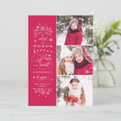 Peace on Earth Multi Photo Holiday Card Feestdagenkaart (Staand voorkant)