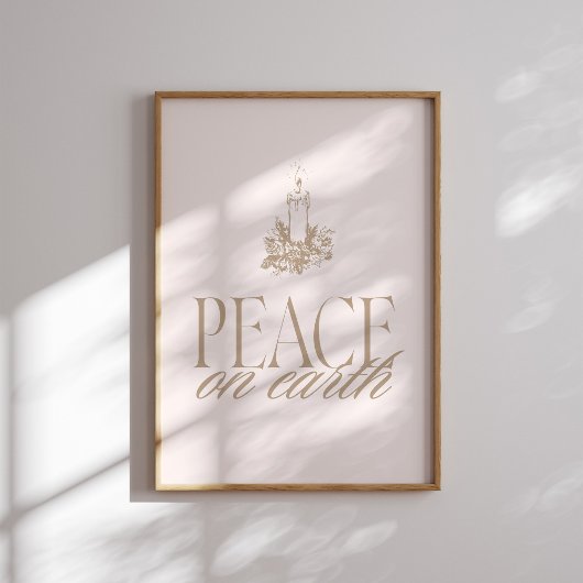 Peace on Earth Neutral Candle Christmas Poster