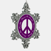 Peace on Earth Paarse Holiday Peace Sign Tin Sneeuwvlok Ornament (Links)