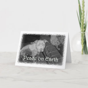 Peace on Earth Pit Bull Christmas Card Feestdagen Kaart
