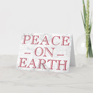 Peace on Earth Red Typography Map Feestdagen Kaart