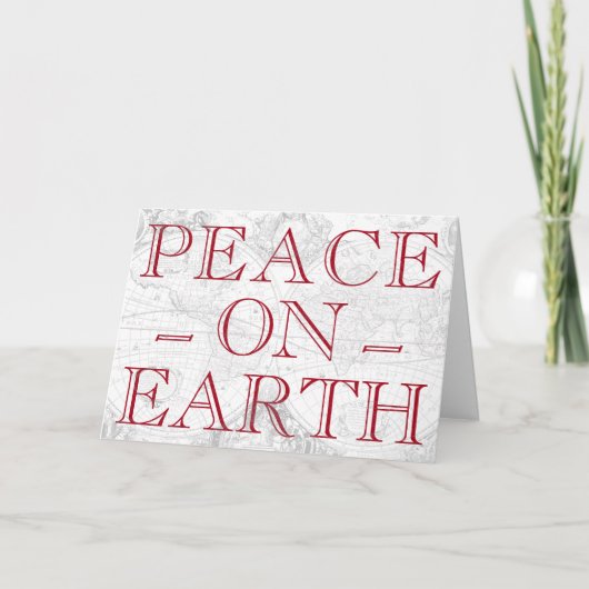 Peace on Earth Red Typography  Map Feestdagen Kaart (Voorkant)