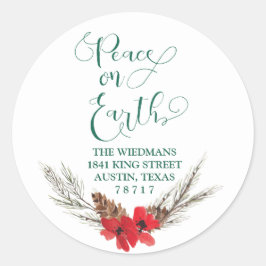 Peace on Earth Retouradres Ronde Stickers