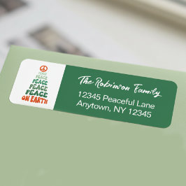 Peace on Earth Retro Font Custom Holiday Etiket