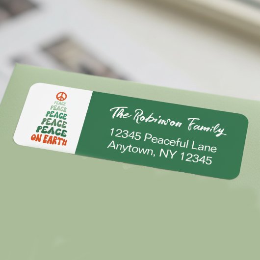 Peace on Earth Retro Font Custom Holiday Etiket