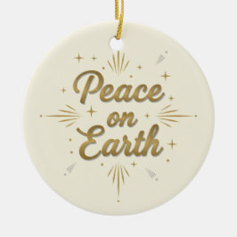 Peace on Earth Retro Script Vintage Typography  Keramisch Ornament