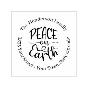 Peace on Earth Return Address Self-Inking Stamp Zelfinktende Stempel