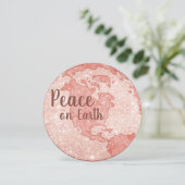 Peace on Earth Roos Goud Glitter Roze Kerst Feestdagenkaart (Staand voorkant)