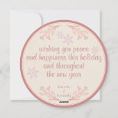 Peace on Earth Roos Goud Glitter Roze Kerst Feestdagenkaart (Achterkant)