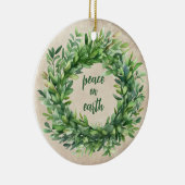 Peace on Earth Rustieke Boxwood Waterverven Vakant Keramisch Ornament (Rechts)