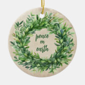 Peace on Earth Rustieke Boxwood Waterverven Vakant Keramisch Ornament (Voorkant)