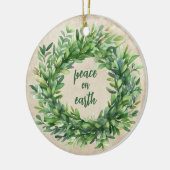 Peace on Earth Rustieke Boxwood Waterverven Vakant Keramisch Ornament (Links)