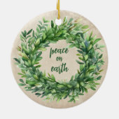 Peace on Earth Rustieke Boxwood Waterverven Vakant Keramisch Ornament (Achterkant)