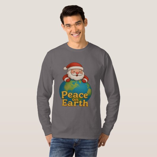 Peace on Earth Santa Christmas Holiday Gift Tee T-shirt (Voorkant volledig)
