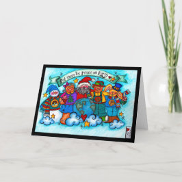Peace on Earth Santa & Friends Kaart