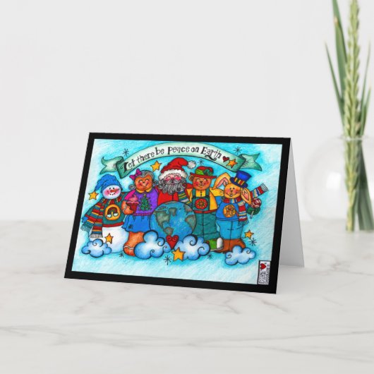 Peace on Earth Santa & Friends Kaart (Voorkant)