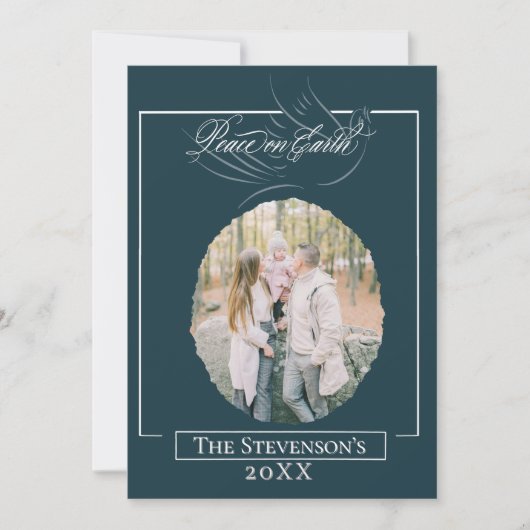 Peace on Earth Script Holiday Kaart (Voorkant)