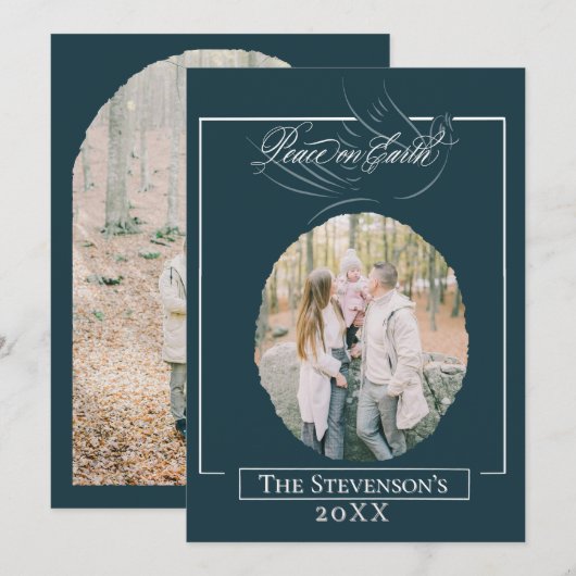 Peace on Earth Script Holiday Kaart (Voorkant / Achterkant)