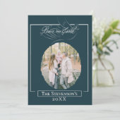 Peace on Earth Script Holiday Kaart (Staand voorkant)