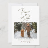 Peace on Earth Script Moderne minimalistische foto Feestdagenkaart (Voorkant)