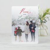 Peace on Earth Script Typografie Minimalistische f Feestdagenkaart (Staand voorkant)