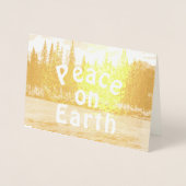 Peace on Earth Serene Mountain Scene Foto Gold Folie Kaarten (Voorkant)