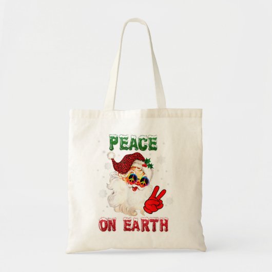Peace On Earth Sign Merry kerstkerstkerstkerstkers Tote Bag (Voorkant)