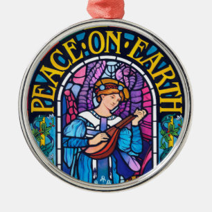Peace on Earth stained glass ceramic decoration Metalen Ornament