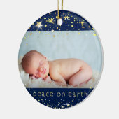 Peace On Earth Star 2-sided Baby's eerste kerstfee Keramisch Ornament (Links)
