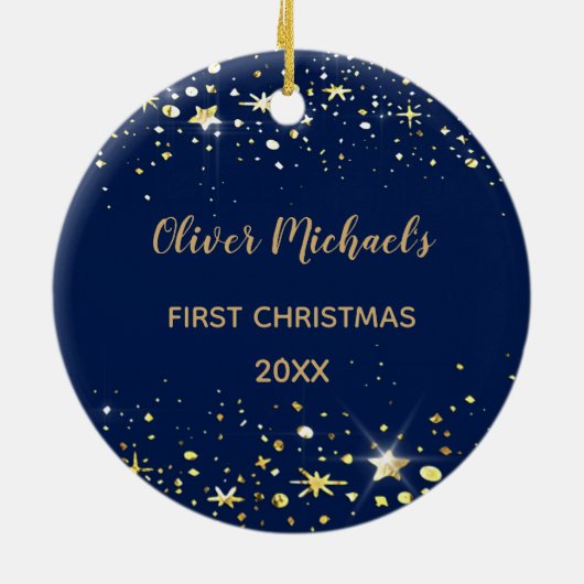 Peace On Earth Star 2-sided Baby's eerste kerstfee Keramisch Ornament (Achterkant)