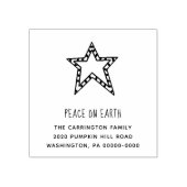 Peace on Earth Star Handletter Name Address Rubberstempel (Afrduk)
