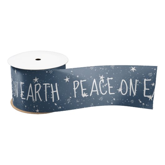 PEACE ON EARTH Tekst met sterren Satijnen Lint (Spoel)