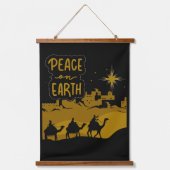Peace on Earth Traditional Christelijk Christmas Hangend Wandkleed (Voorkant)