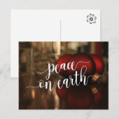 Peace on Earth Typografie & Red Ornaments Foto Briefkaart (Voorkant / Achterkant)