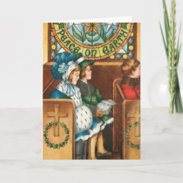 Peace on Earth Vintage-kerstkaart Feestdagen Kaart