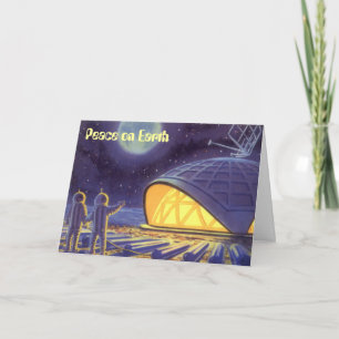 Peace on Earth Vintage-kerstrecensent Feestdagen Kaart