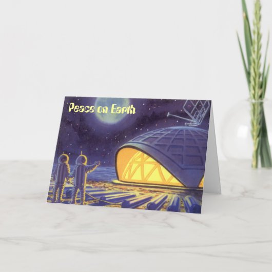 Peace on Earth Vintage-kerstrecensent Feestdagen Kaart (Voorkant)