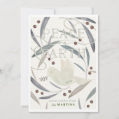 Peace on Earth White Dove Cream Christmas Kaart (Voorkant)