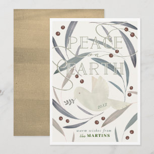 Peace on Earth White Dove Cream-kerstkaart Kaart