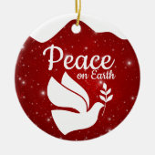 Peace On Earth white dove religious holiday 🕊🎄 Keramisch Ornament (Voorkant)