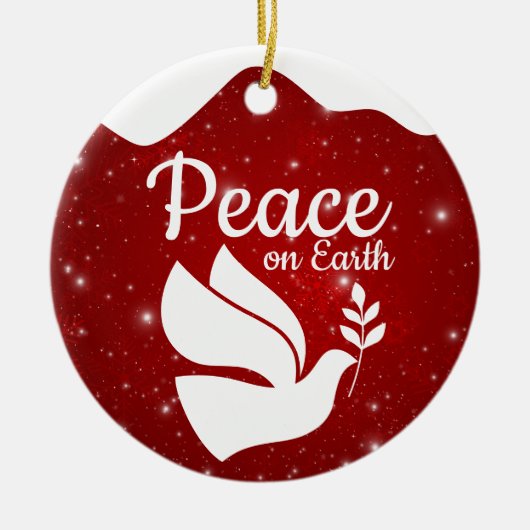 Peace On Earth white dove religious holiday 🕊🎄 Keramisch Ornament (Voorkant)