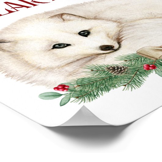 Peace on Earth White Fox Holiday Poster (Hoek)