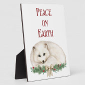 Peace on Earth White Fox Holiday Tabletop Fotoplaat (Zijkant)