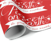 Peace on Earth White Text Wrapping Paper Cadeaupapier (Rol Hoek)
