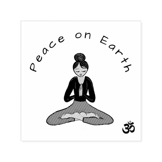 Peace on Earth Yoga Girl Zelfinktende Stempel (Design)