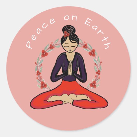Peace on Earth Yogi Sticker (Voorkant)