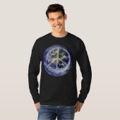 PEACE op Aarde Planet in Space Peace Symbol T-shirt (Voorkant volledig)