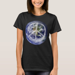 PEACE op Aarde Planet in Space Peace Symbol T-shirt