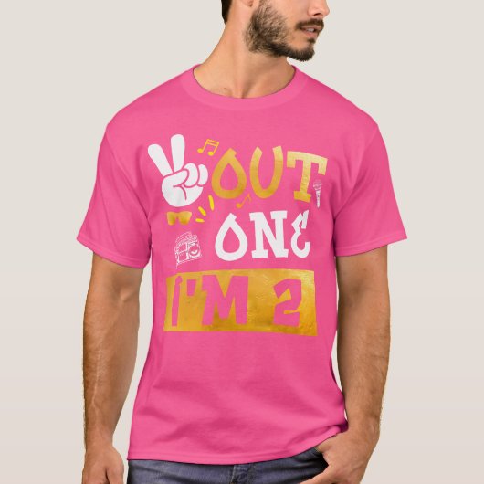 Peace Out 1 I'M 2 Years Old 2Nd Birthday Hip Hop B T-shirt (Voorkant)