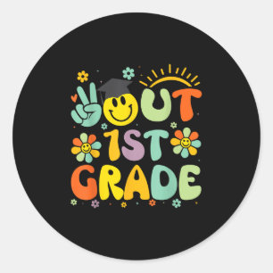 Peace Out 1e klas CL van 2025 Afscheid Afstuderen Ronde Sticker